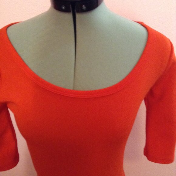 LulaRoe Orange-Red Fit & Flare Retro Dress - Picture 3 of 5